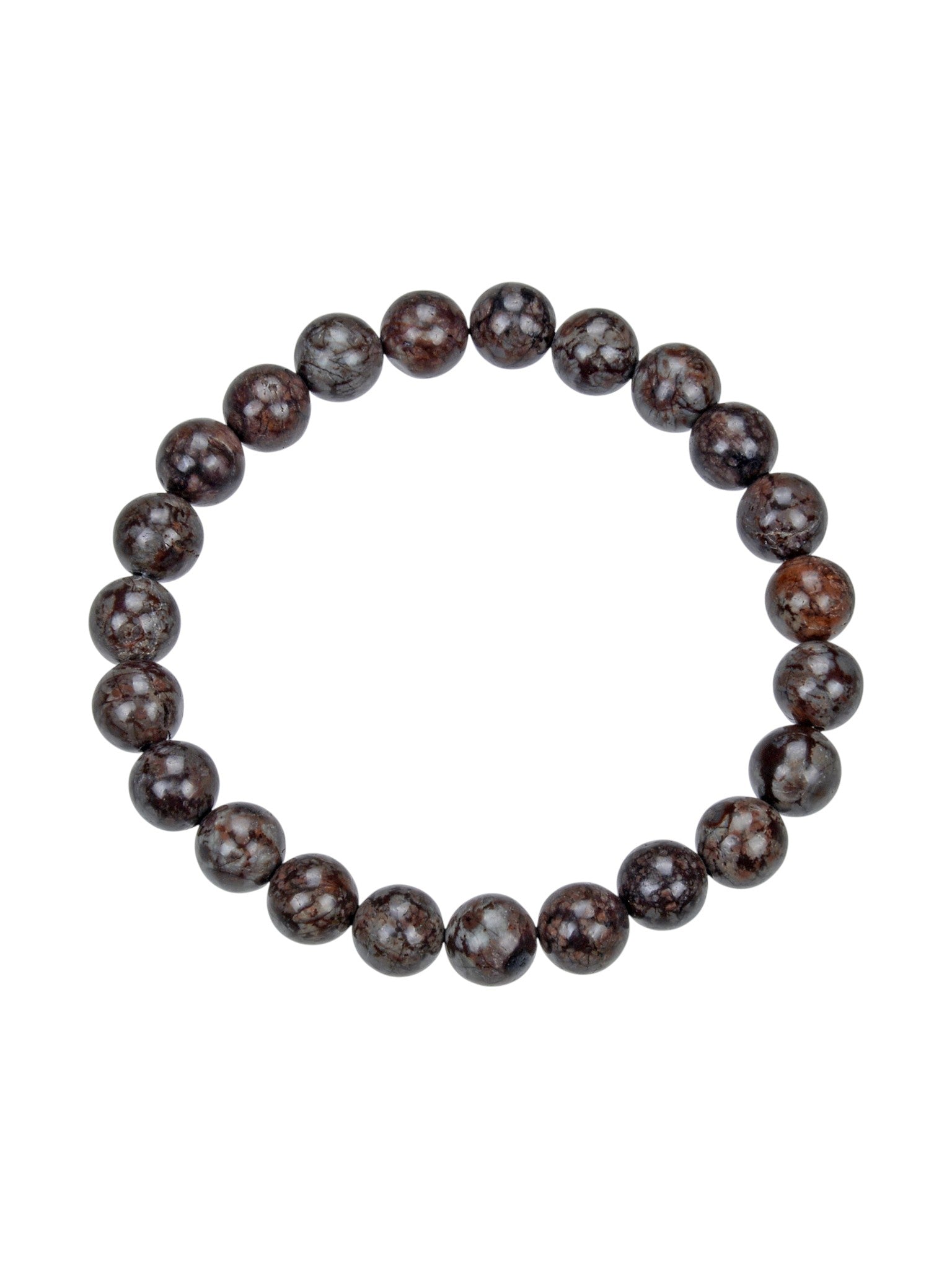 Red Snowflake Stone Stretch Bracelet B1992-8MM