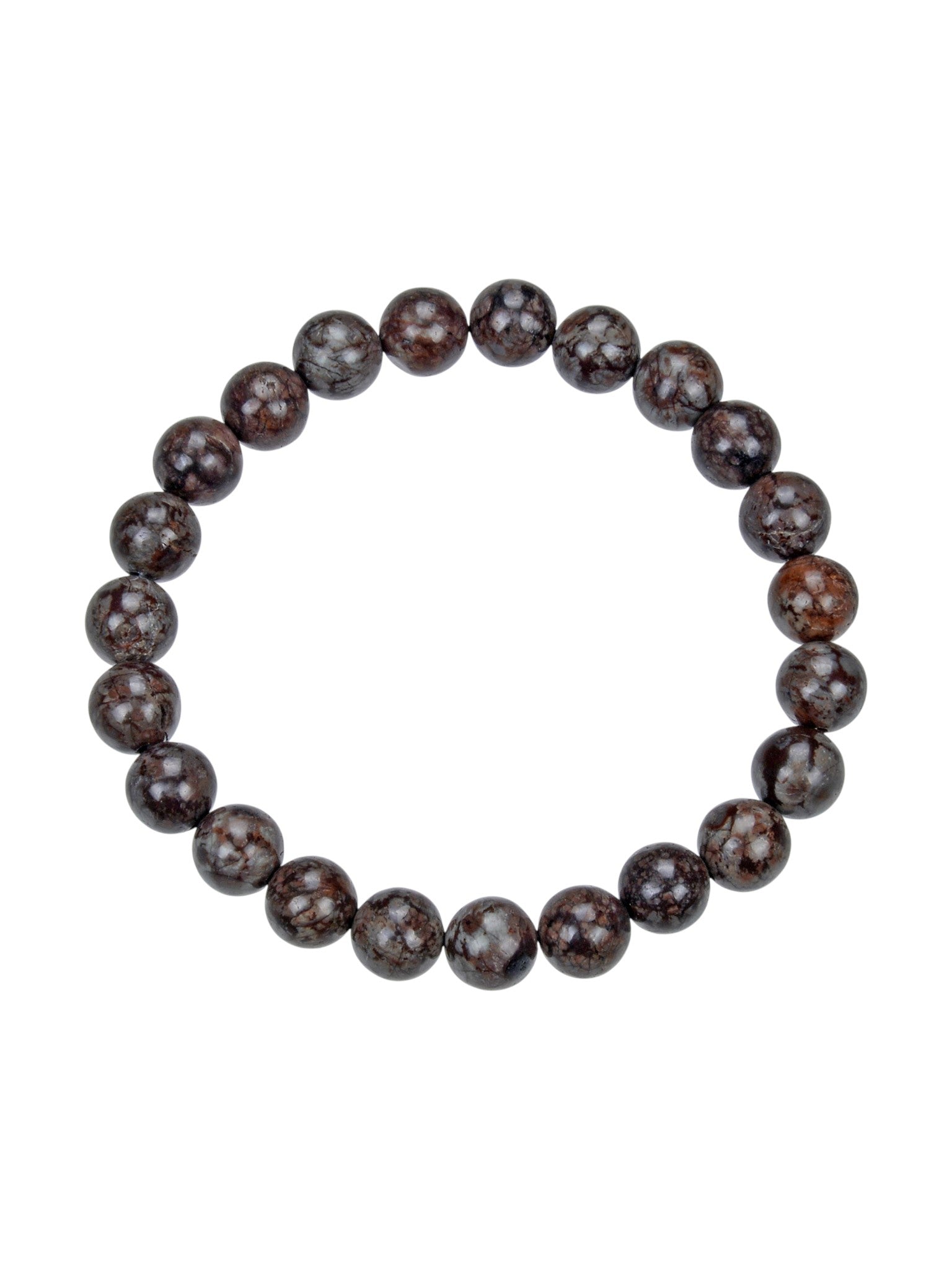 Red Snowflake Stone Stretch Bracelet B1992-6MM