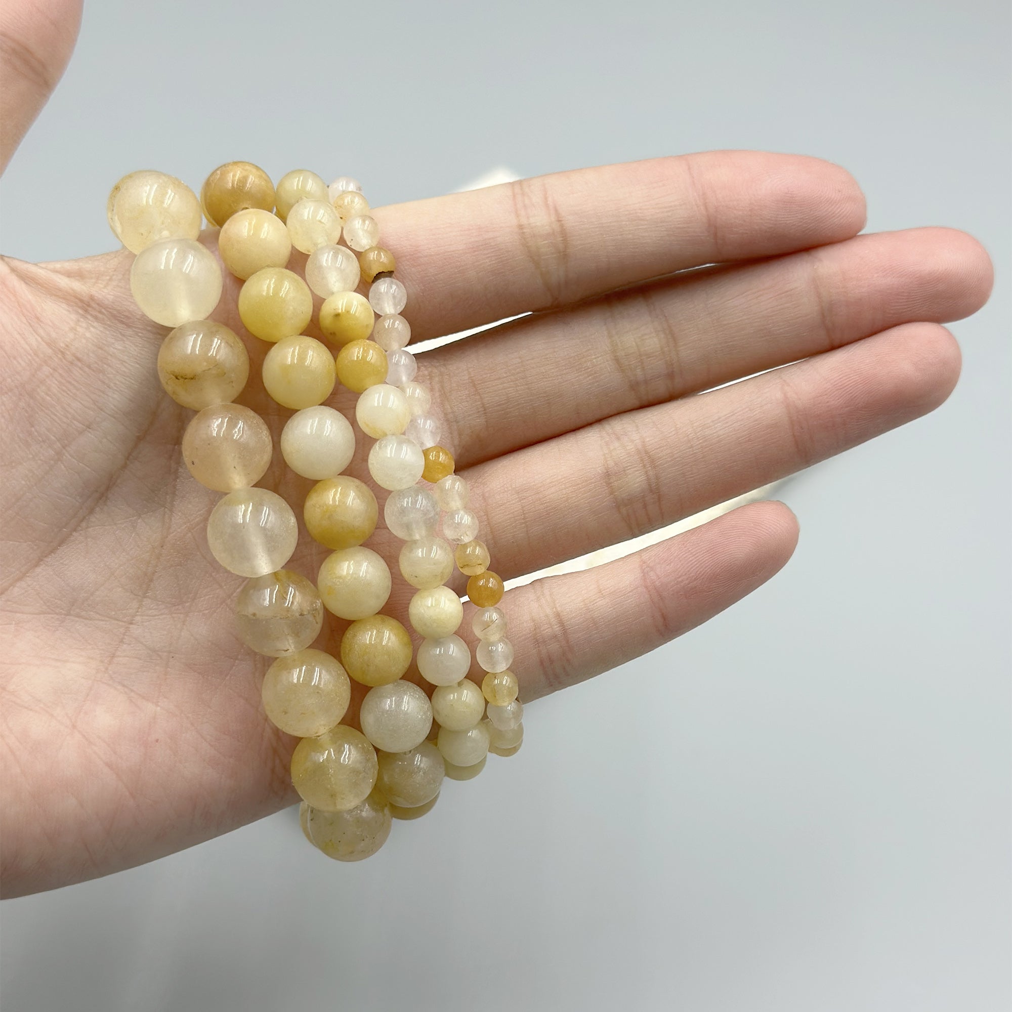 Golden Jade Stone Stretch Bracelet B1993-12MM