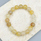 Golden Jade Stone Stretch Bracelet B1993-12MM