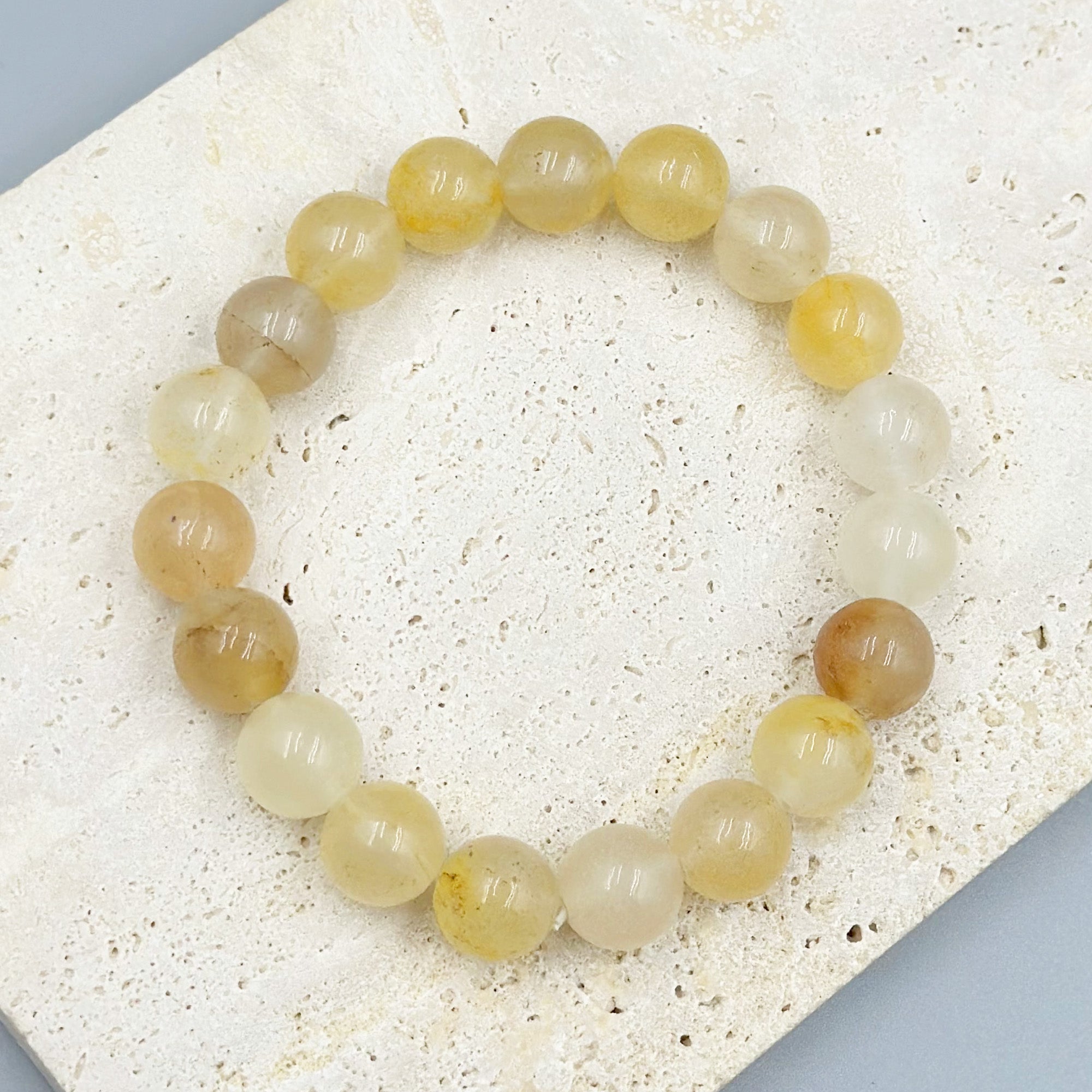 Golden Jade Stone Stretch Bracelet B1993-10MM