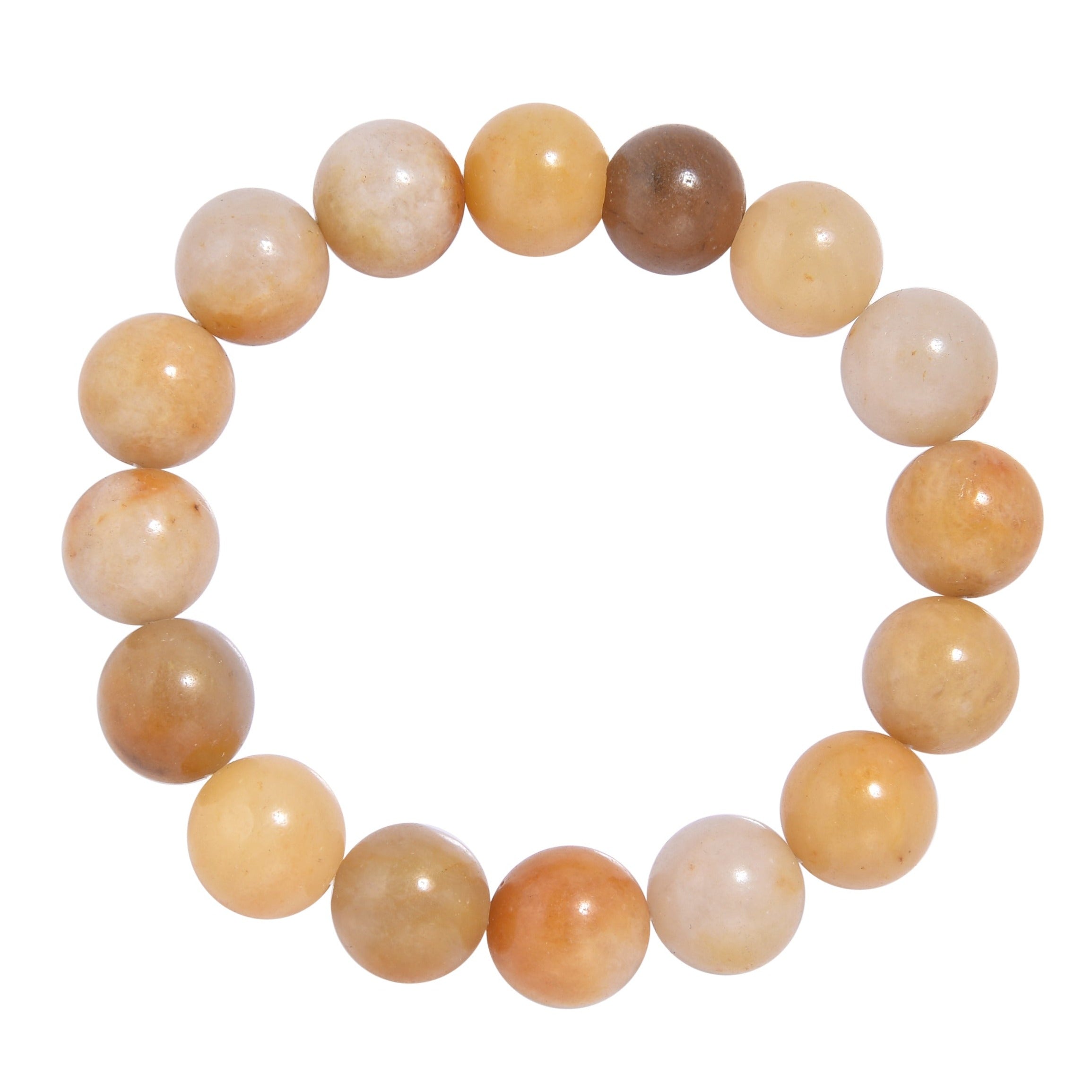 Golden Jade Stone Stretch Bracelet B1993-6MM
