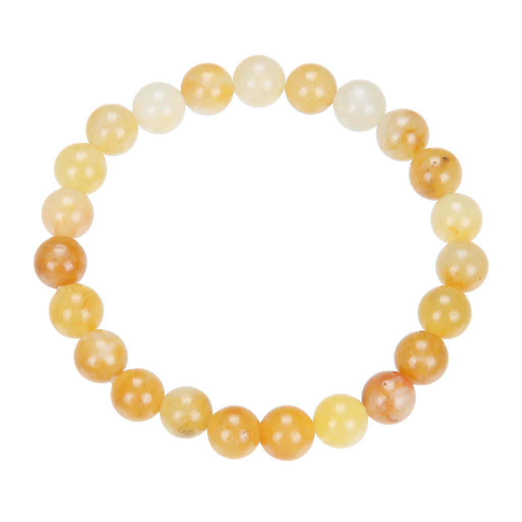 Golden Jade Stone Stretch Bracelet B1993-4MM