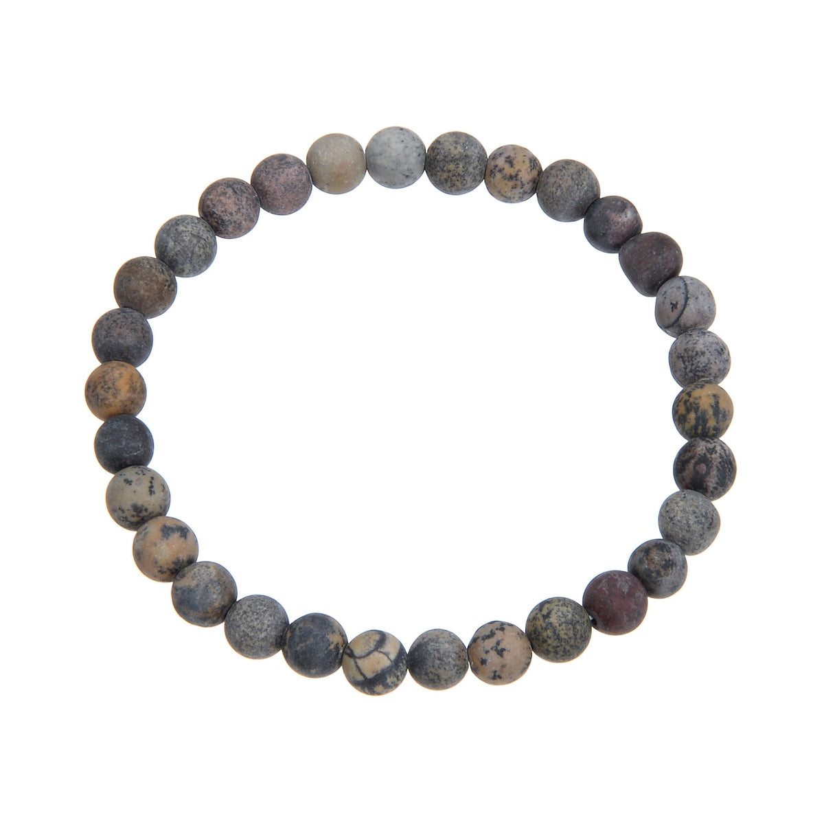 Black Grassy Jasper Bead Stretch Bracelet B1995 - 6MM Matte