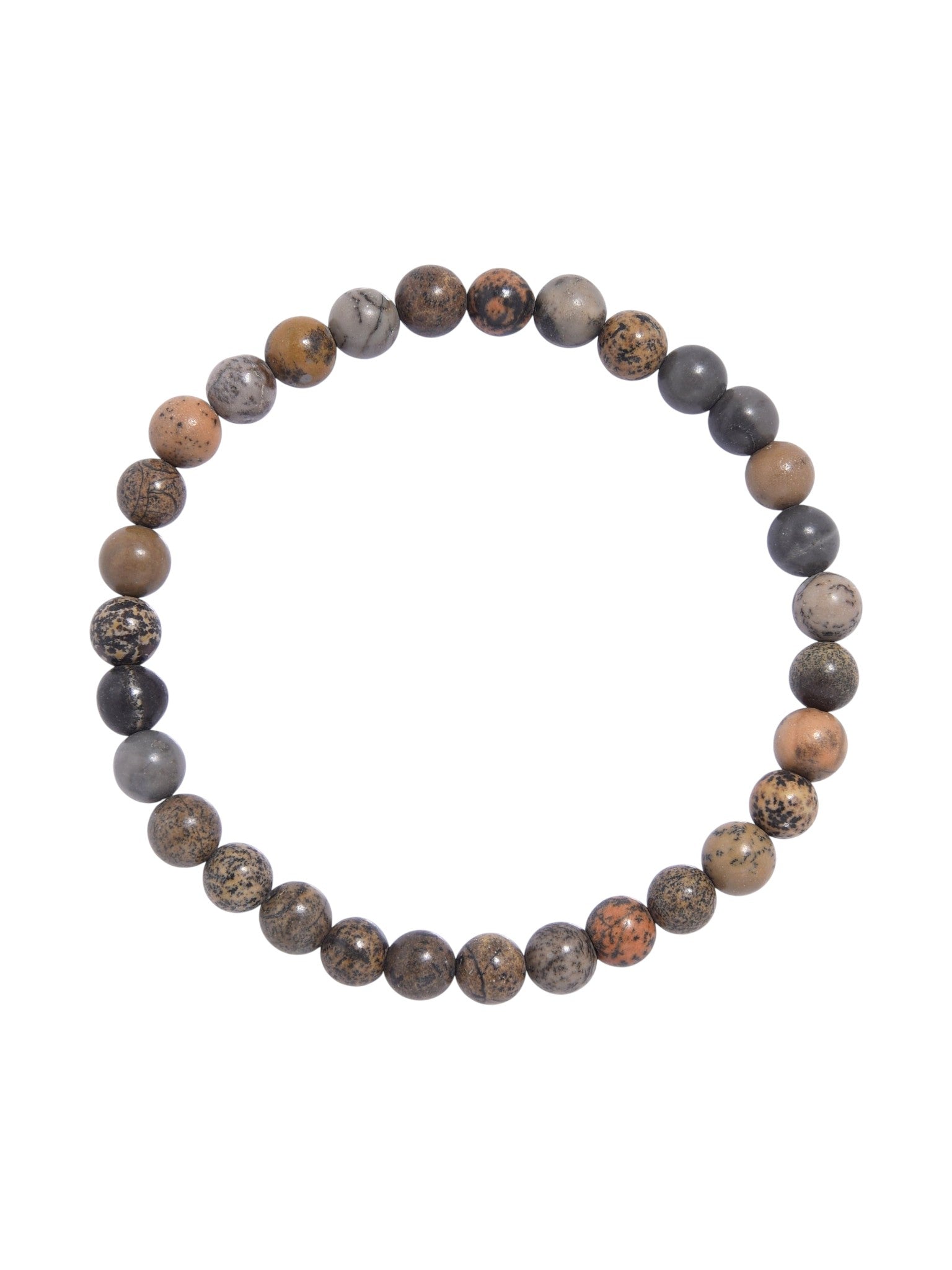 Black Grassy Jasper Bead Stretch Bracelet B1995 - 6MM Gloss