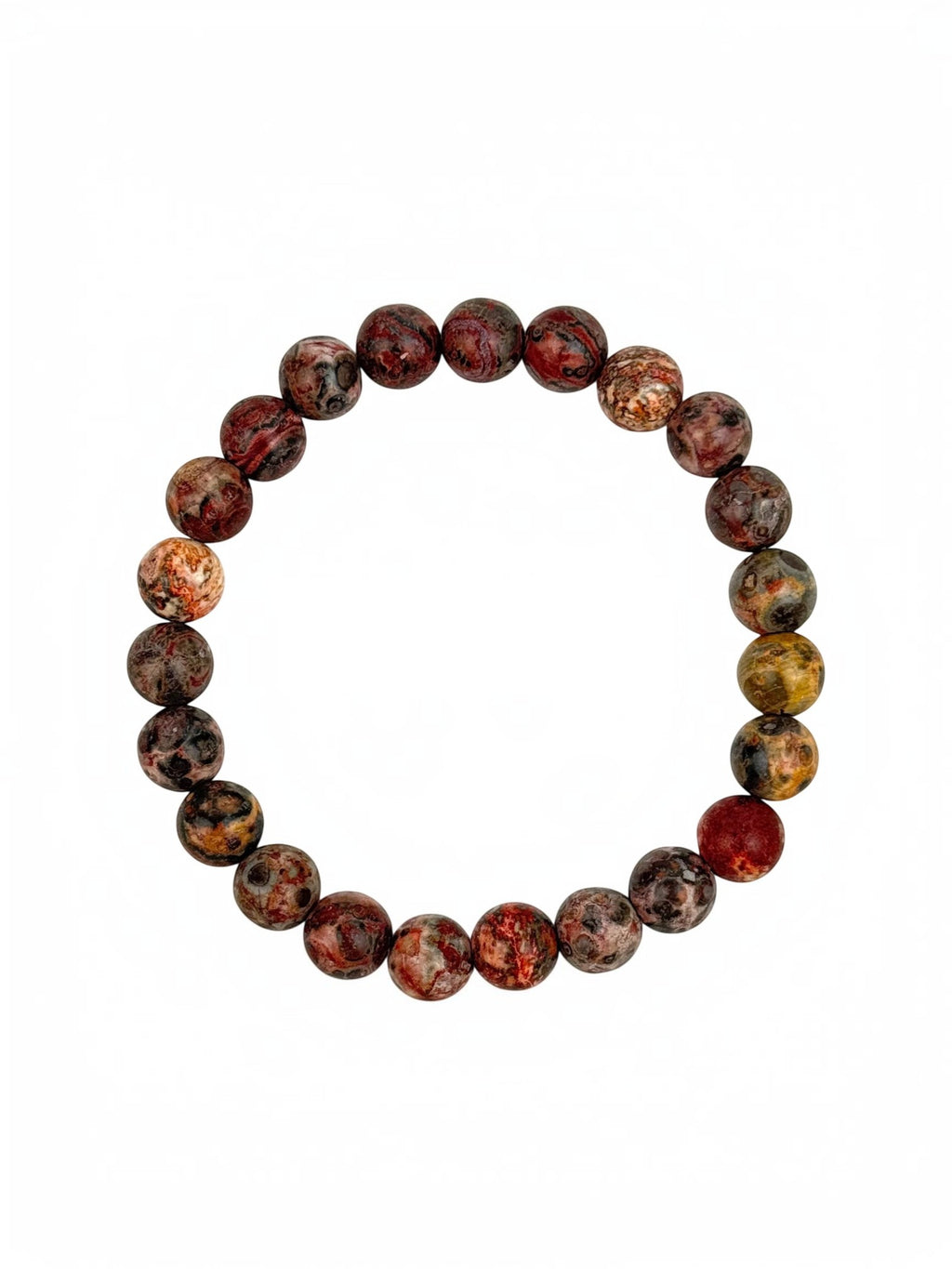 Red Leopard Skin Matte Stone Stretch Bracelet B2001-8MM