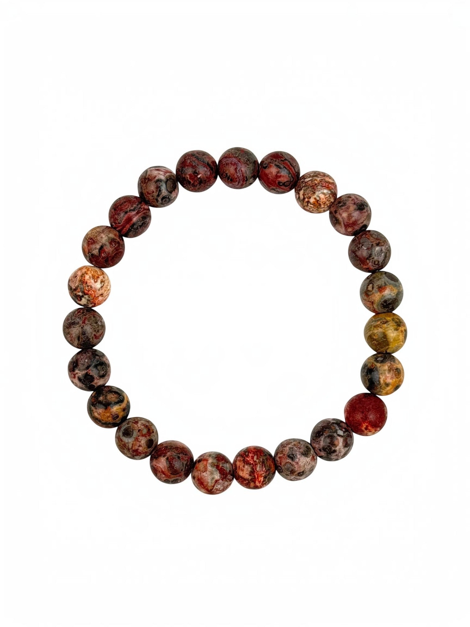 Red Leopard Skin Matte Stone Stretch Bracelet B2001-8MM