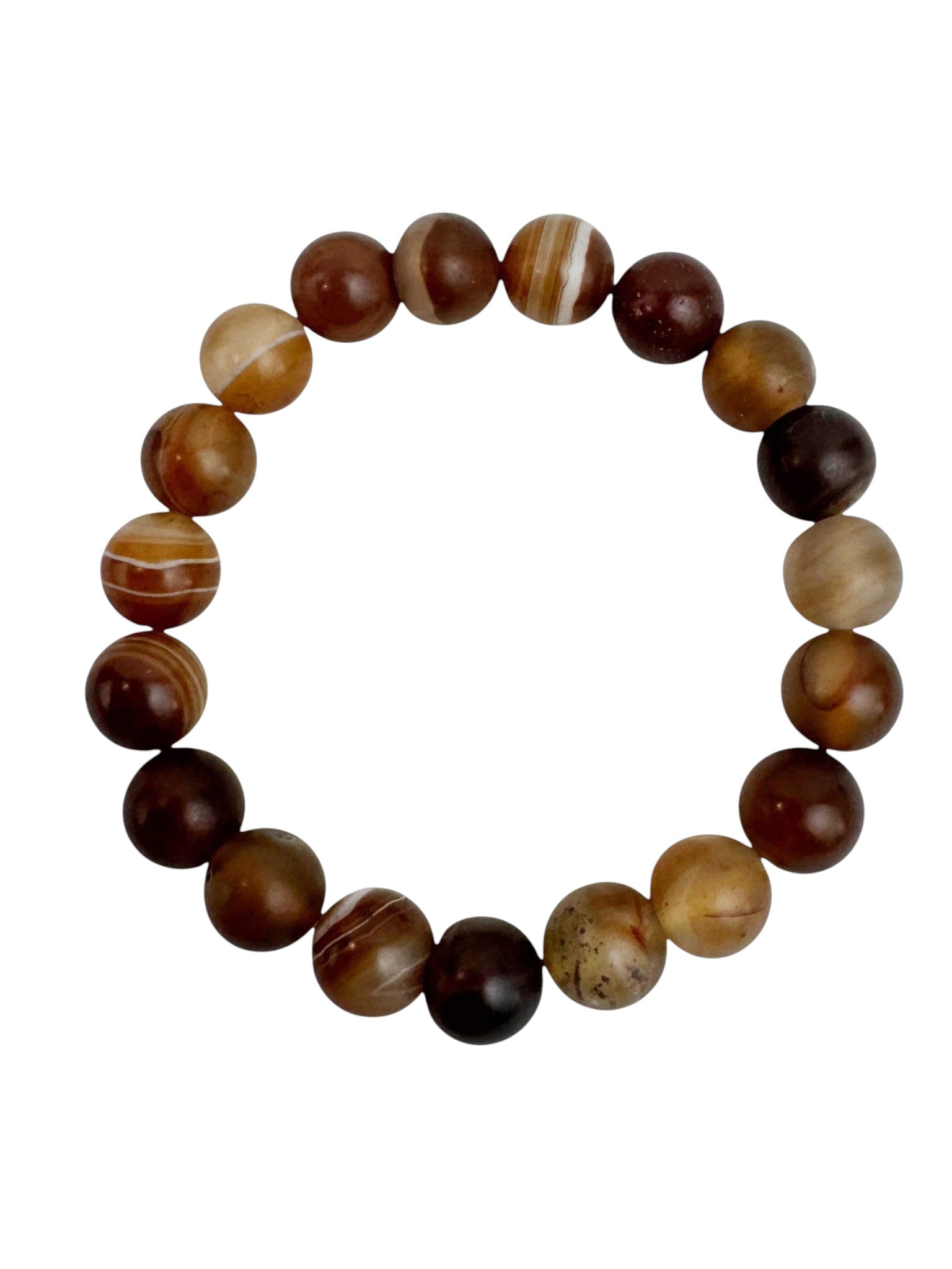 Brown Agate Matte Stone Stretch Bracelet B2053-12MM