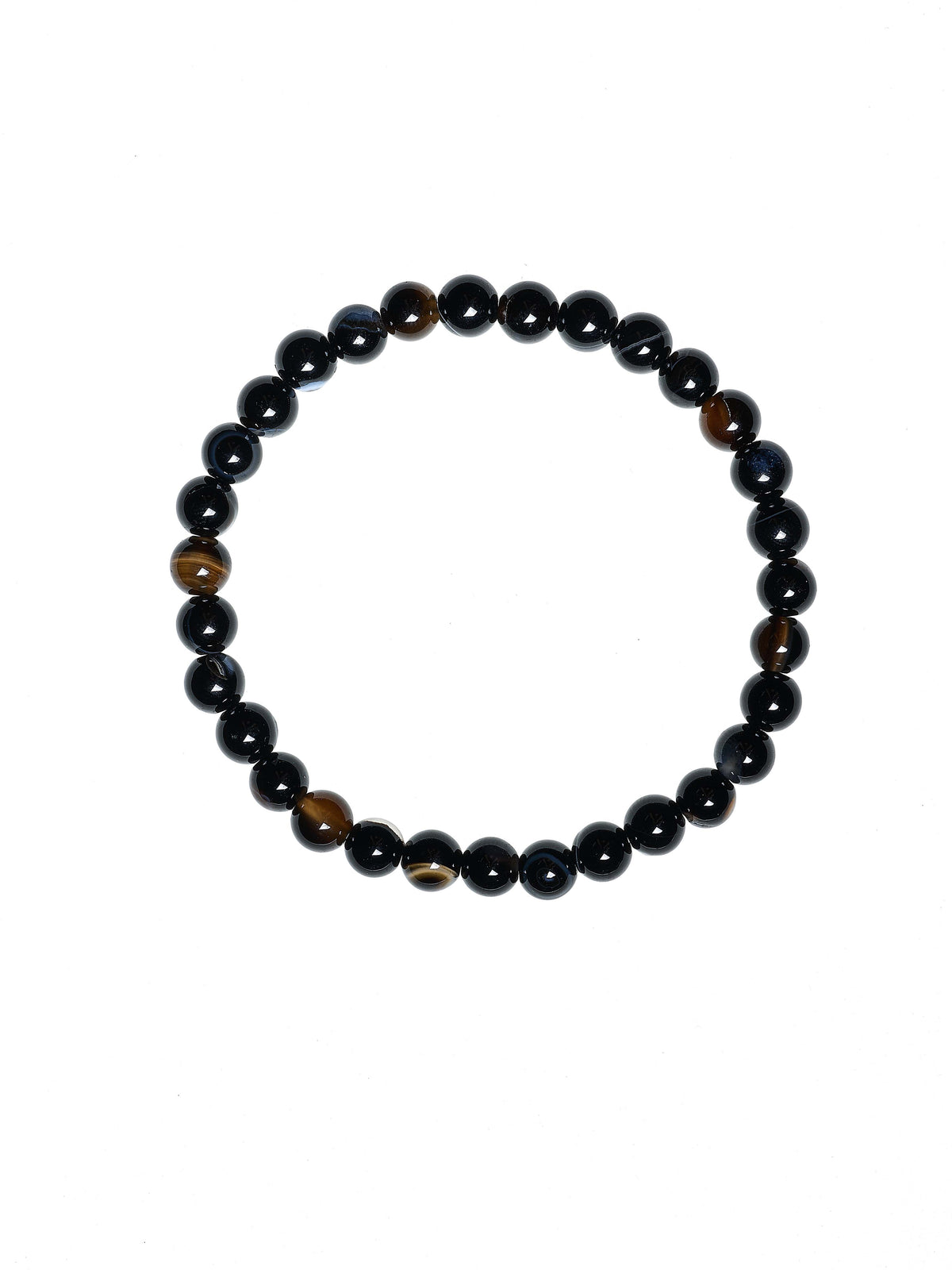 Black Striped Agate Stretch Bracelet B2077-6MM