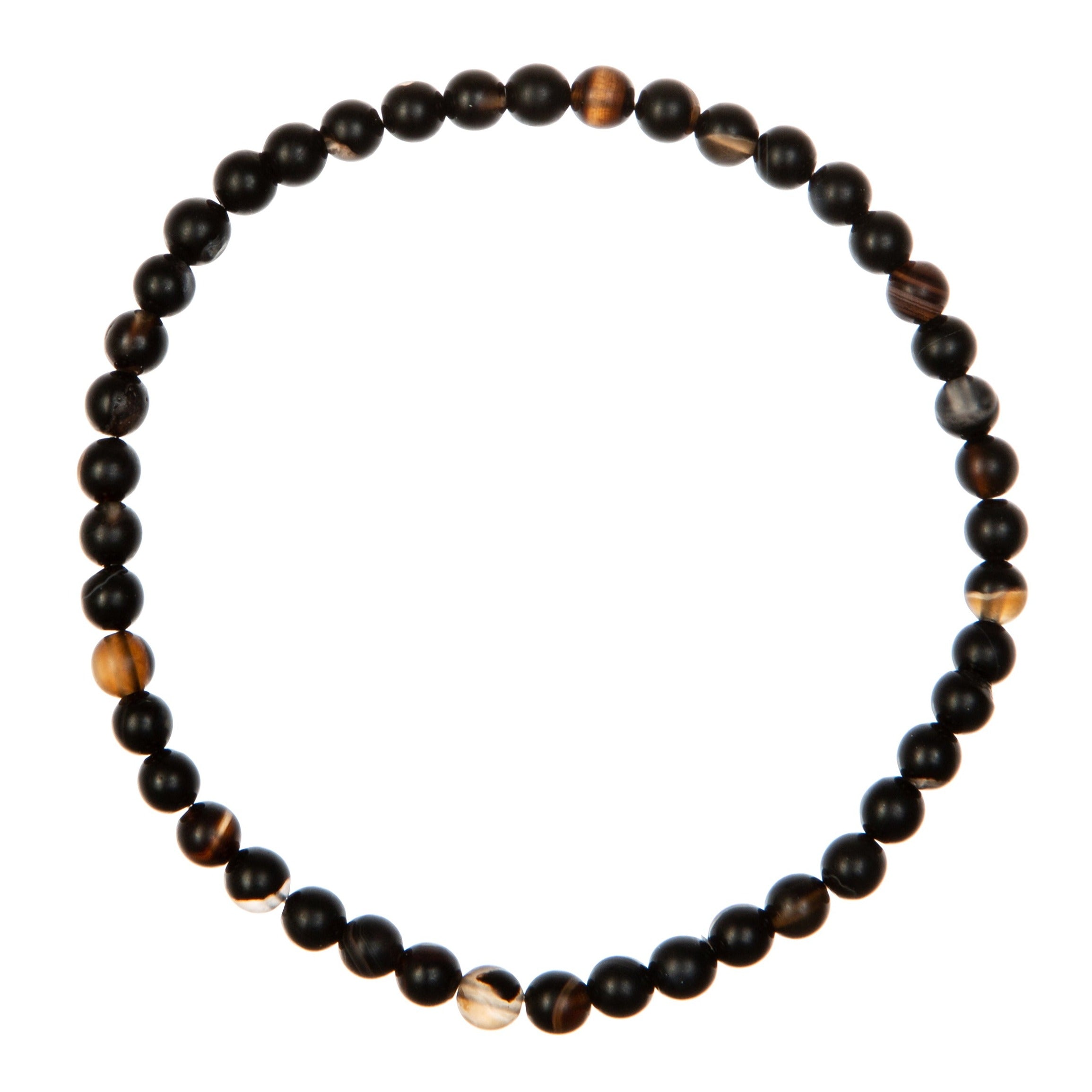 Black Striped Agate Stretch Bracelet B2077-4MM