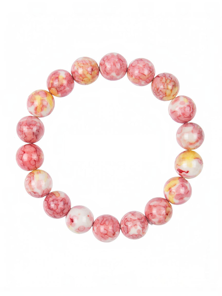 Pink Yellow Rain Color Stone Stretch Bracelet B2928-10MM