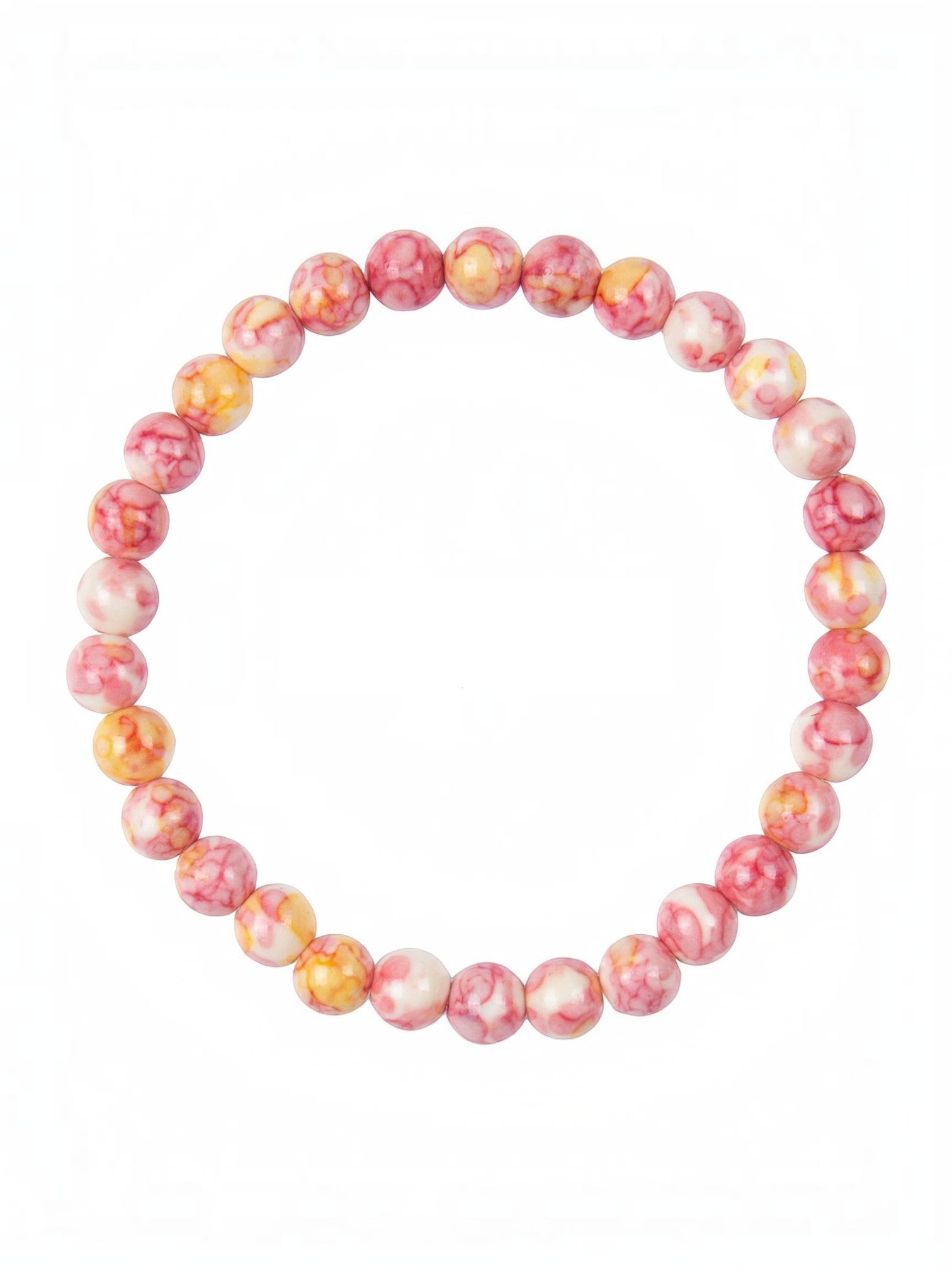 Pink Yellow Rain Color Stone Stretch Bracelet B2928-10MM
