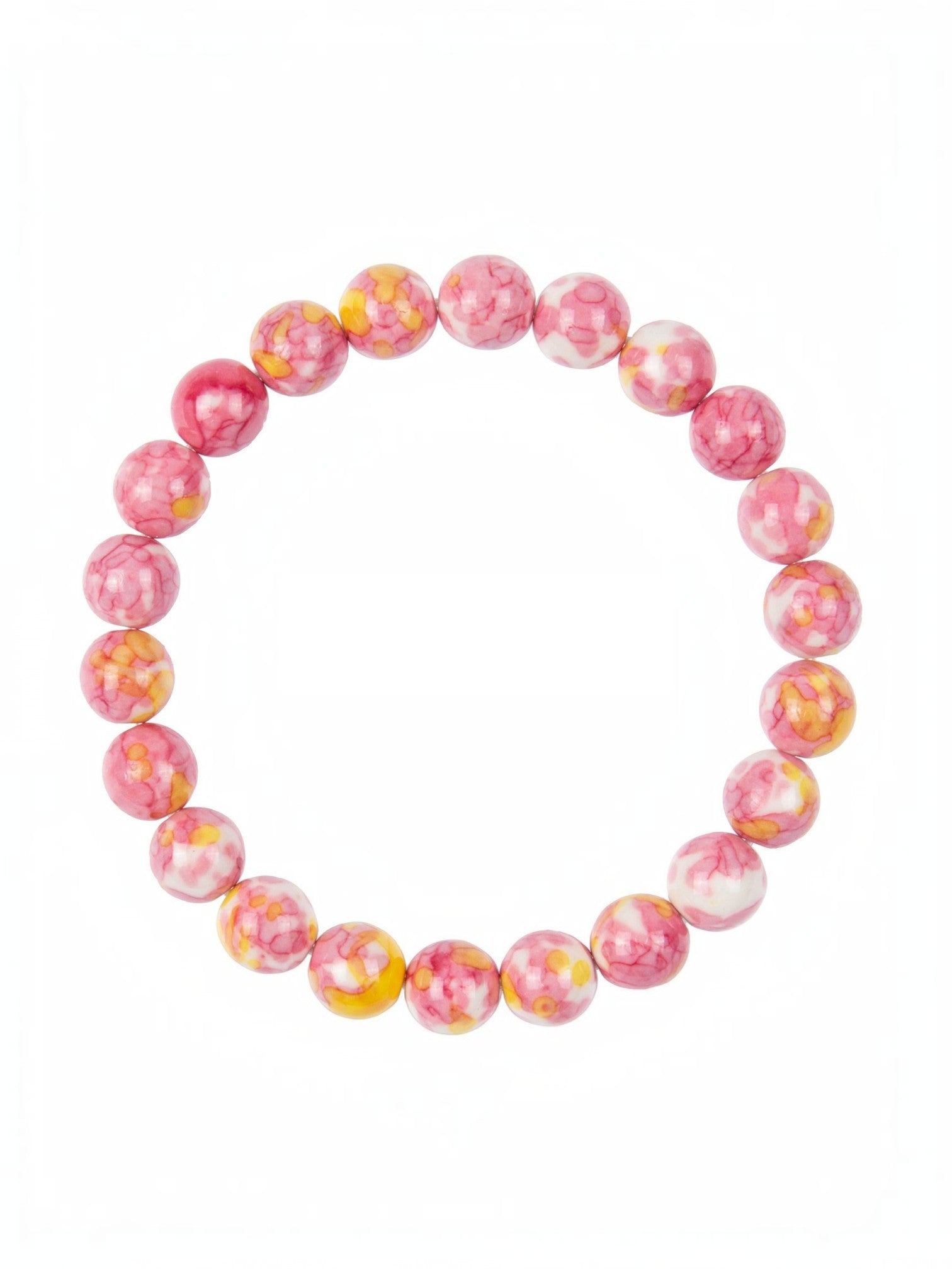 Pink Yellow Rain Color Stone Stretch Bracelet B2928-6MM