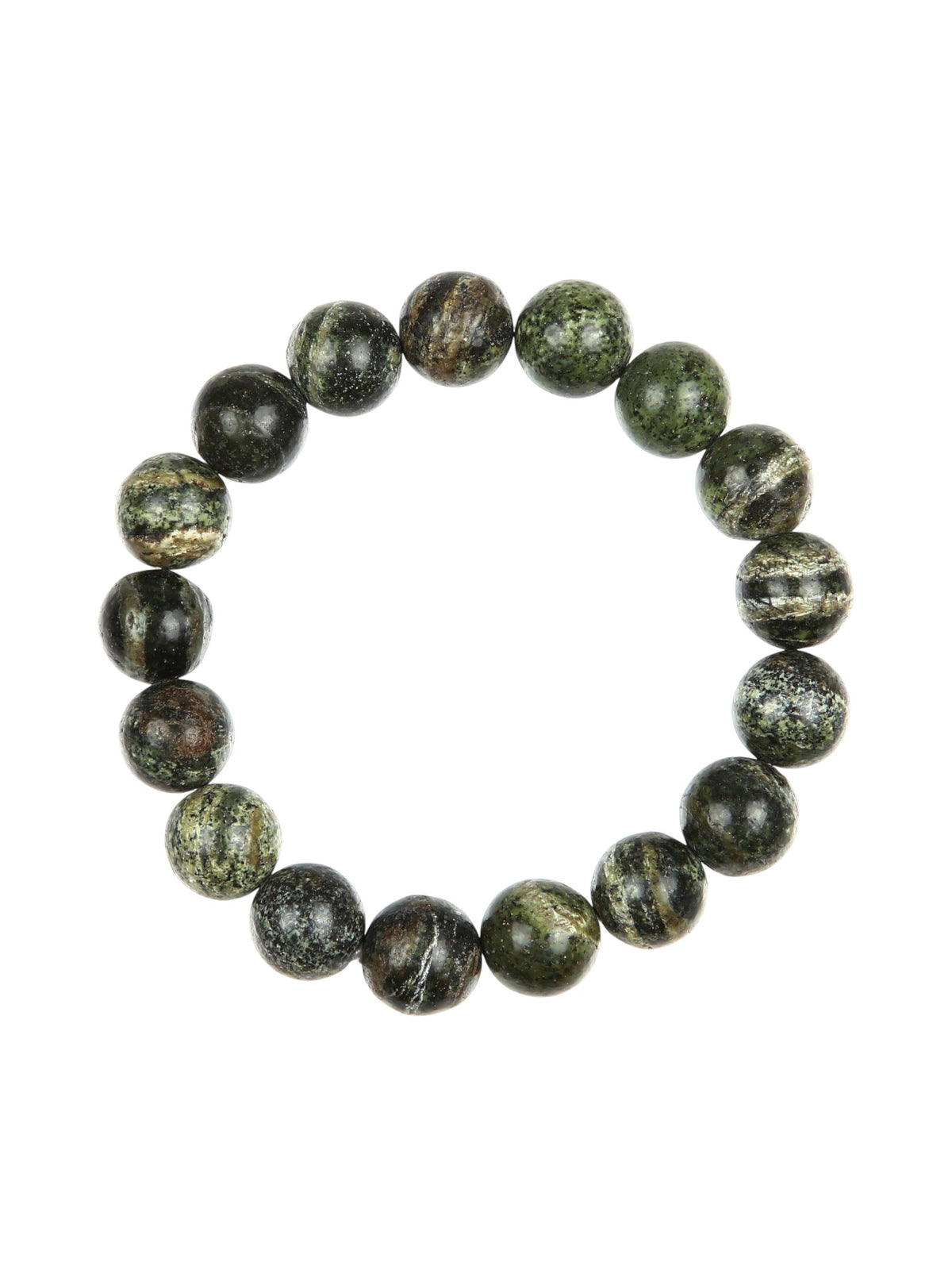 Green Zebra Jasper Stone Stretch Bracelet B2978-6MM - view 2