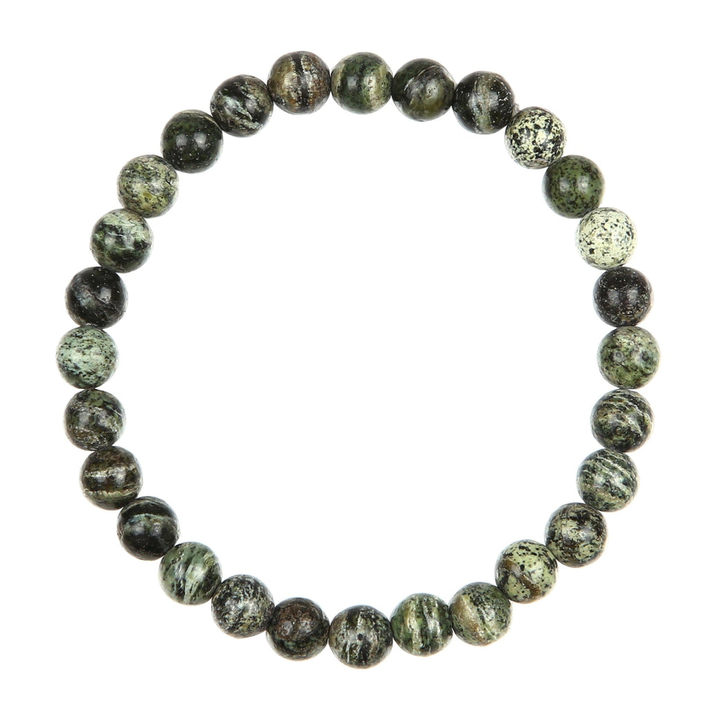 Green Zebra Jasper Stone Stretch Bracelet B2978-8MM