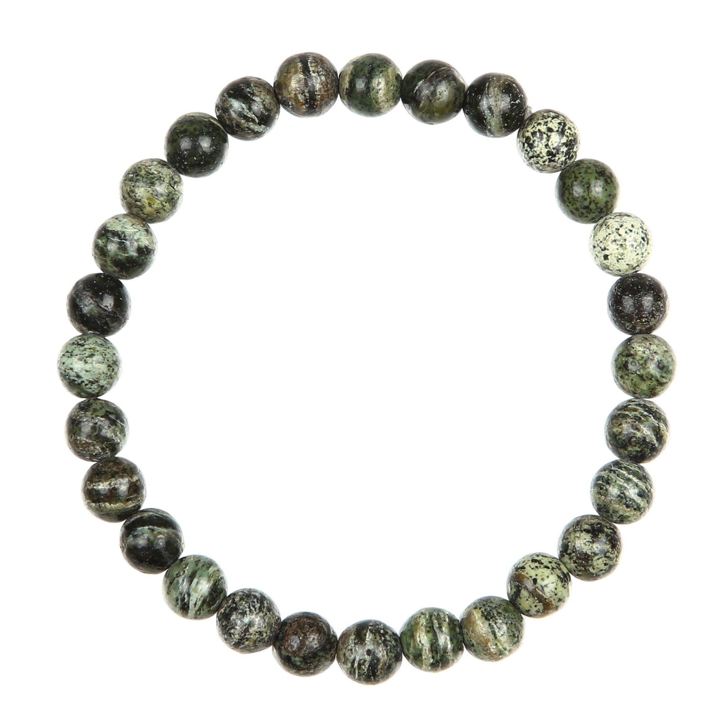 Green Zebra Jasper Stone Stretch Bracelet B2978-8MM