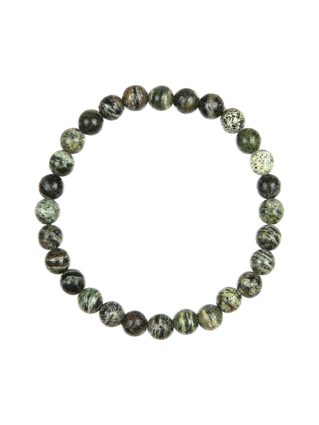 Green Zebra Jasper Stone Stretch Bracelet B2978-6MM - view 3