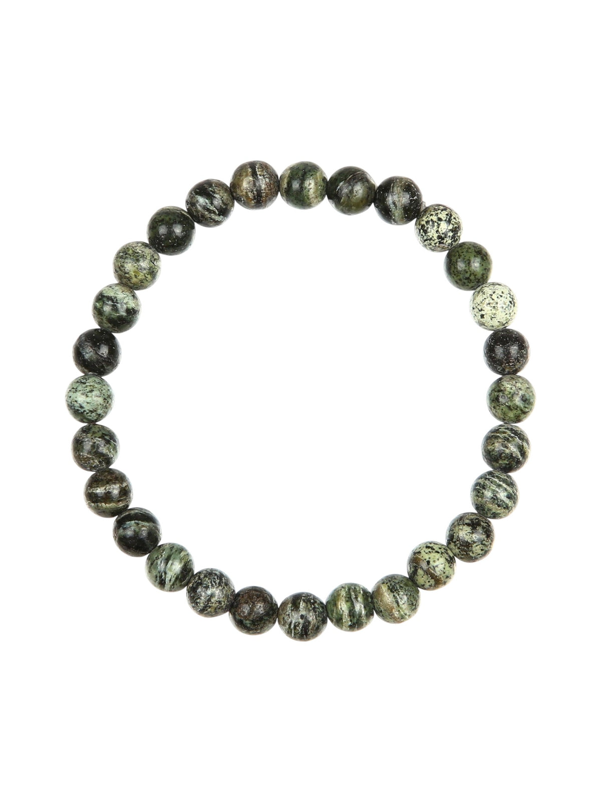 Green Zebra Jasper Stone Stretch Bracelet B2978-6MM - view 3