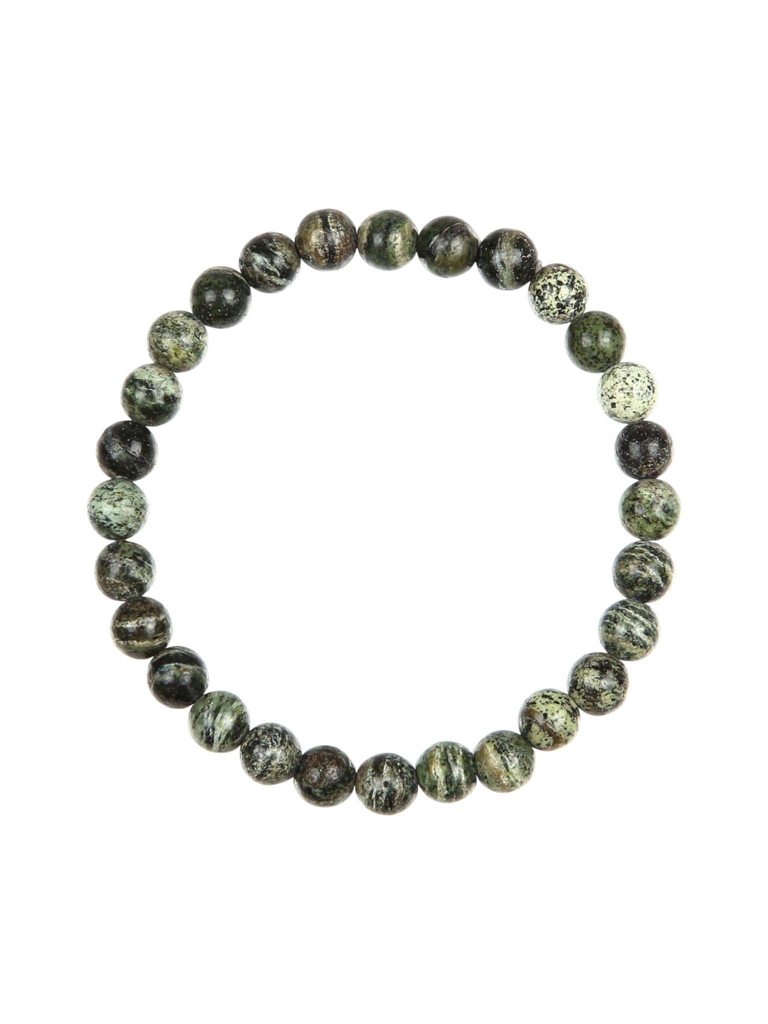 Green Zebra Jasper Stone Stretch Bracelet B2978-8MM