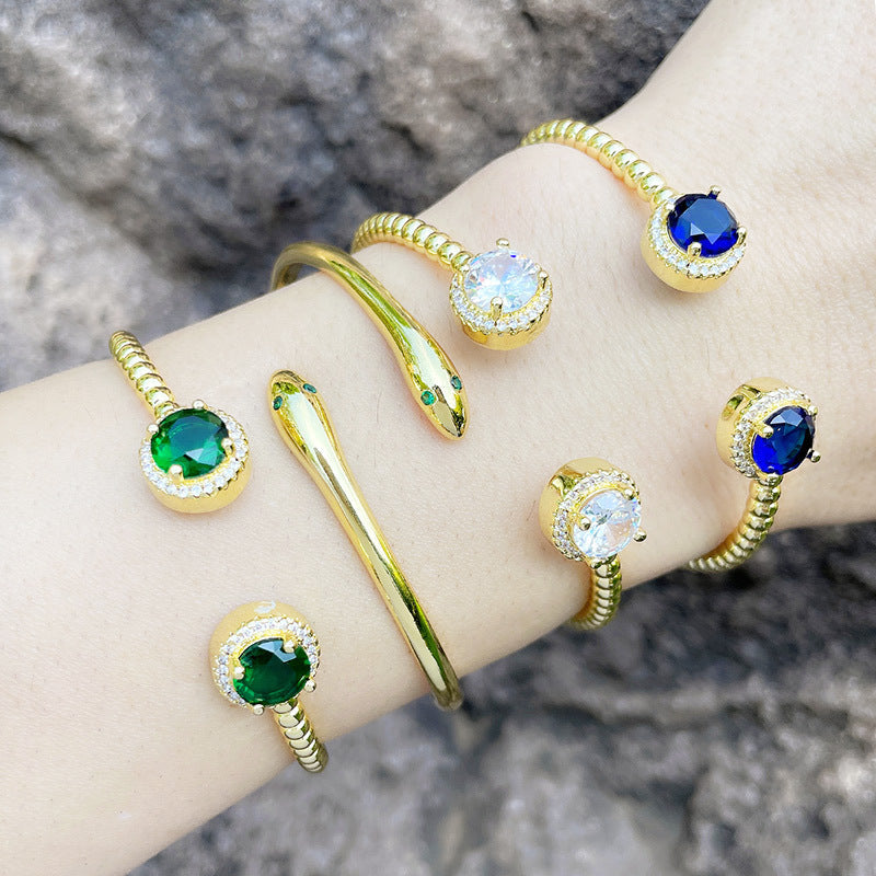 Zircon Copper Cuff Bracelet B3030