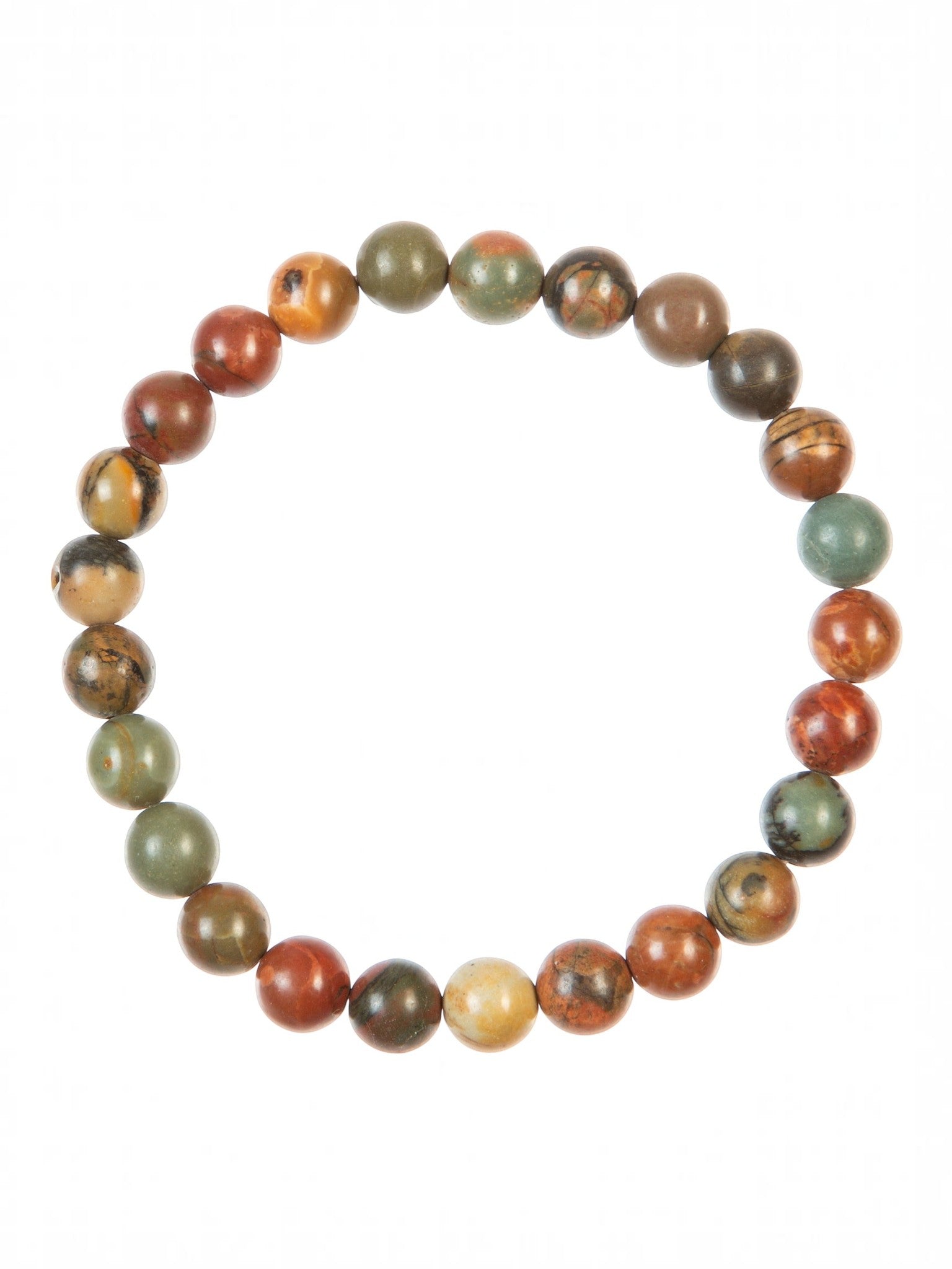 Red Turquoise Stone Stretch Men Bracelet B3228-8MM