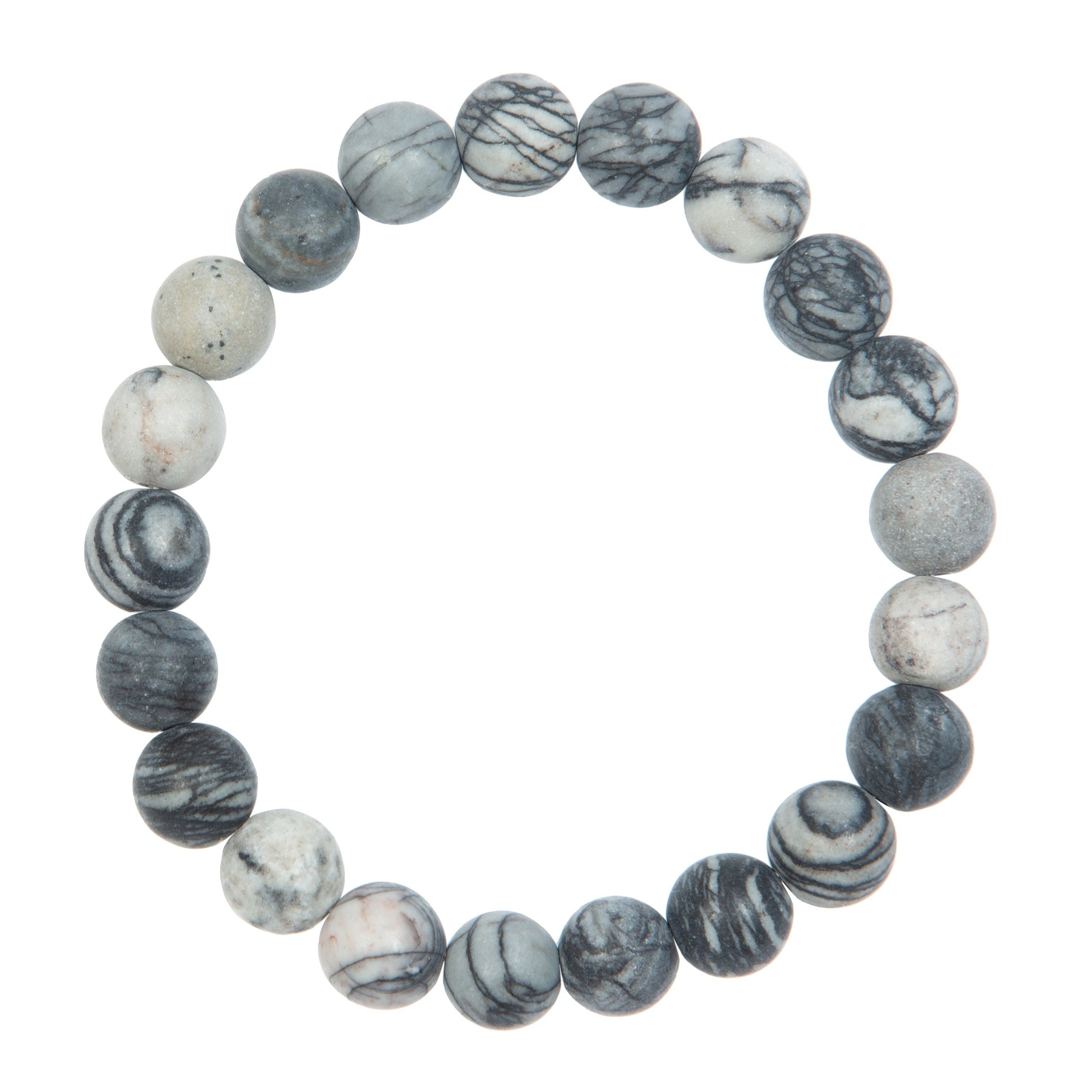 Black Network Stone Stretch Men Bracelet B3231-10MM