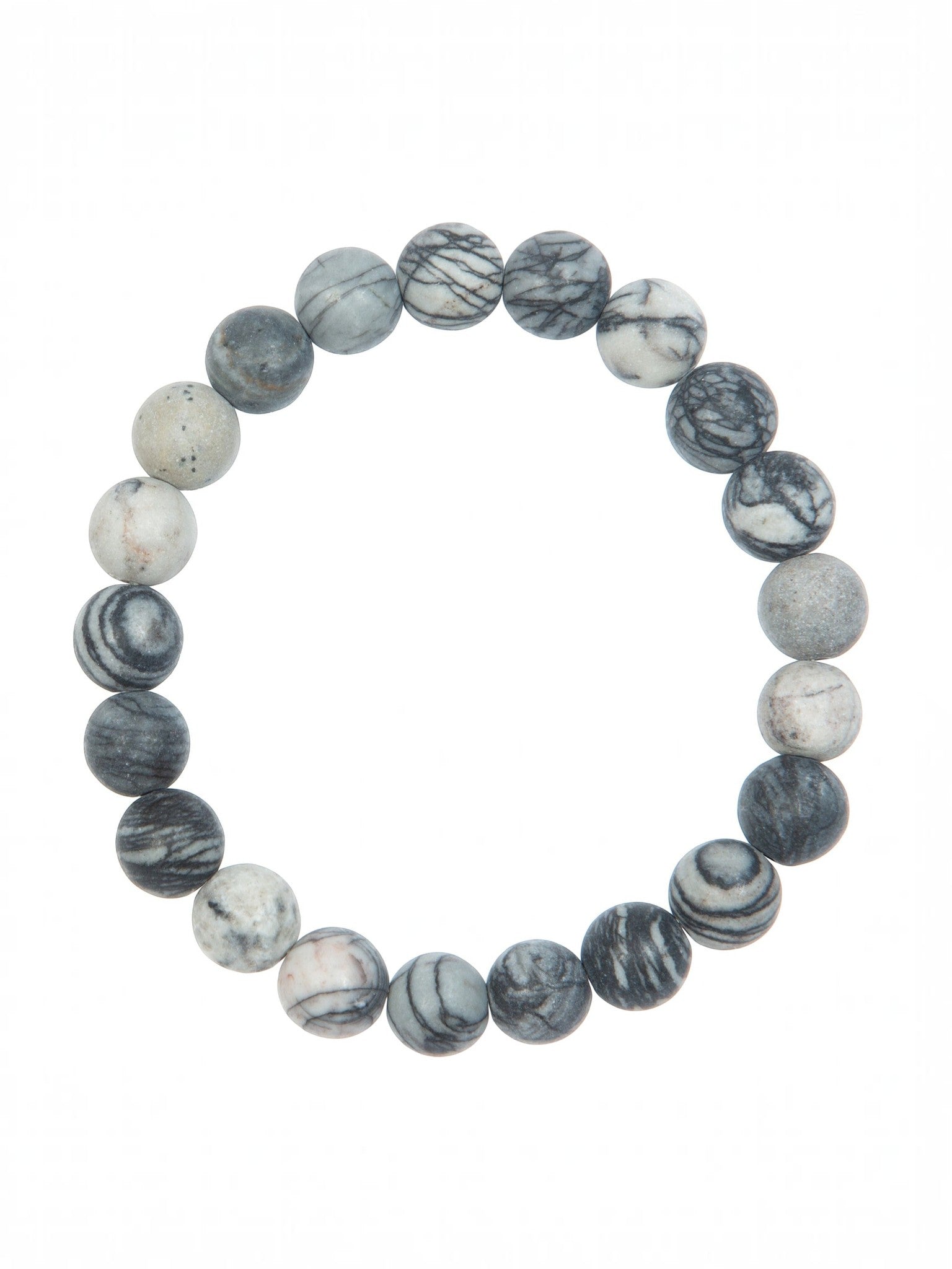 Black Network Stone Stretch Men Bracelet B3231-10MM