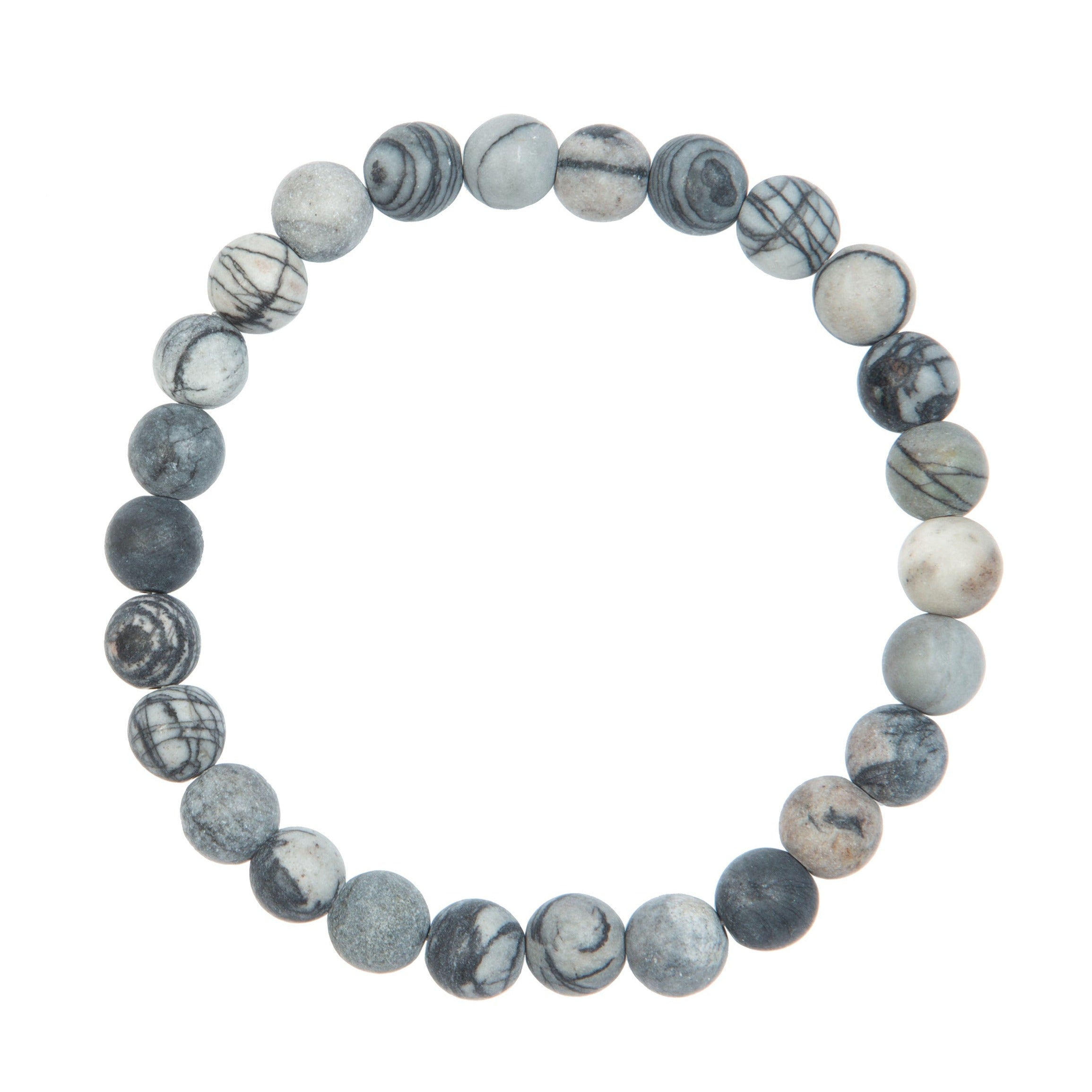 Black Network Stone Stretch Men Bracelet B3231-8MM