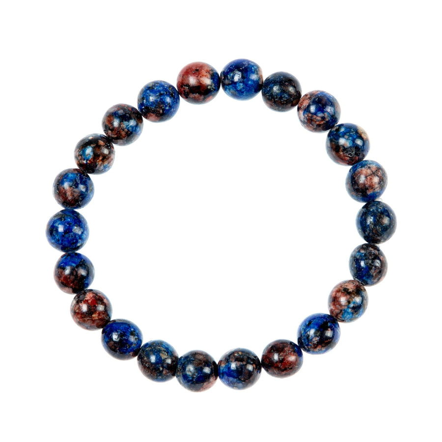 Blue Orange Granite Stone Stretch Men's Bracelet B3235-10MM