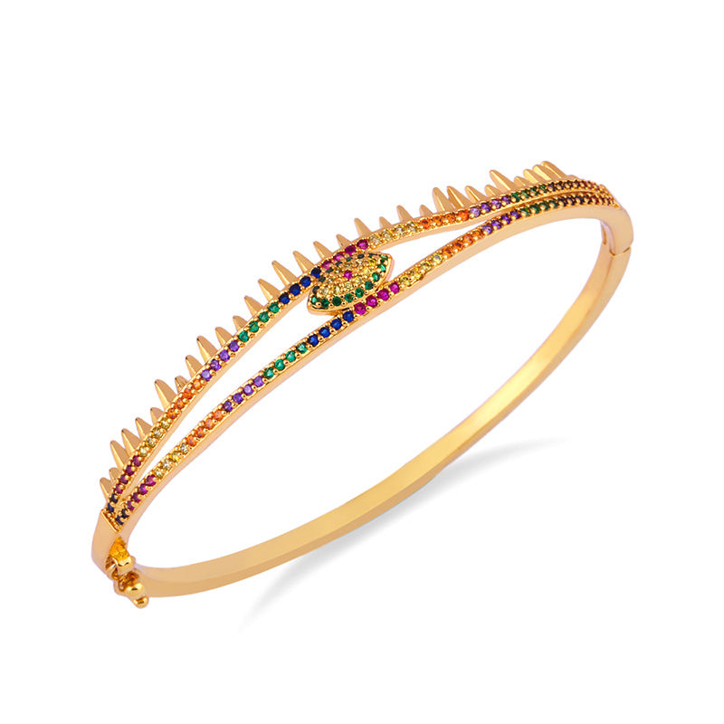 Evil Eye Zircon Cuff Bracelet B3322