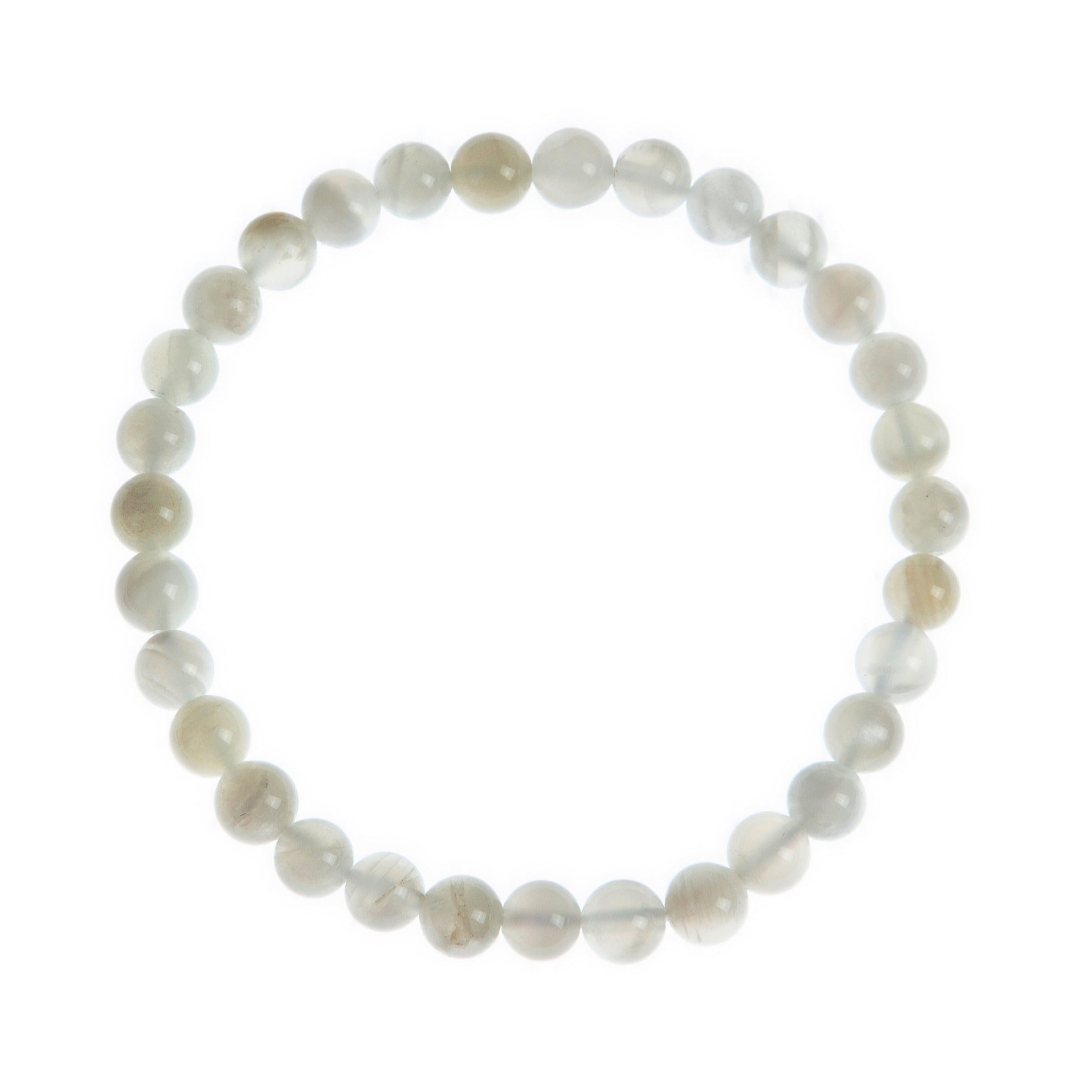 White Moon Stone Stretch Bracelet B3426-6MM