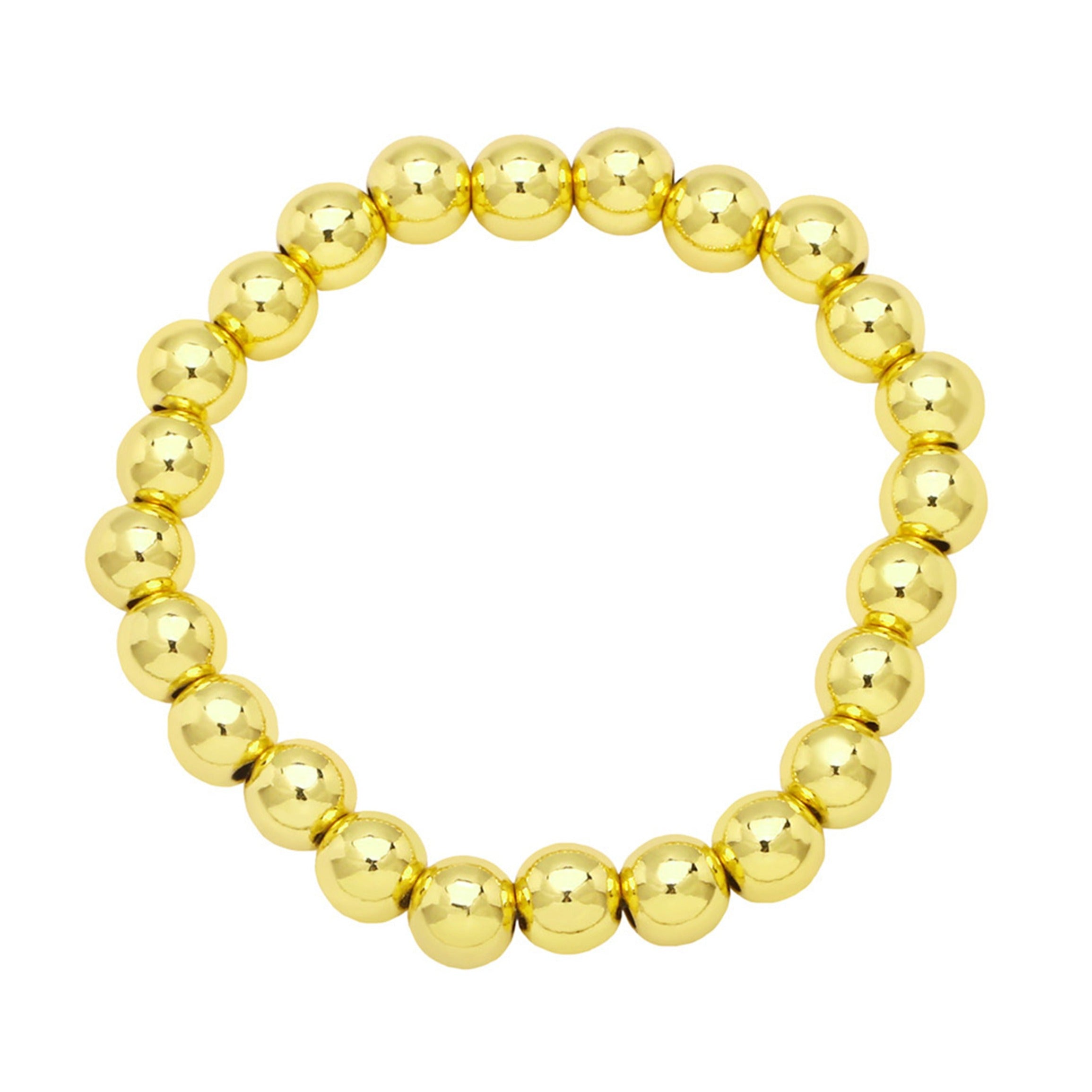 Golden Hematite Bead Stretch Bracelet B3443-Gold-10MM