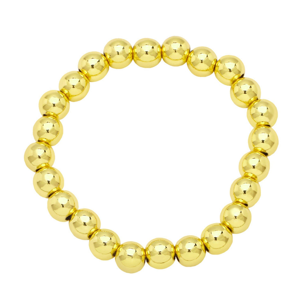 Golden Hematite Bead Stretch Bracelet B3443-Gold-8MM