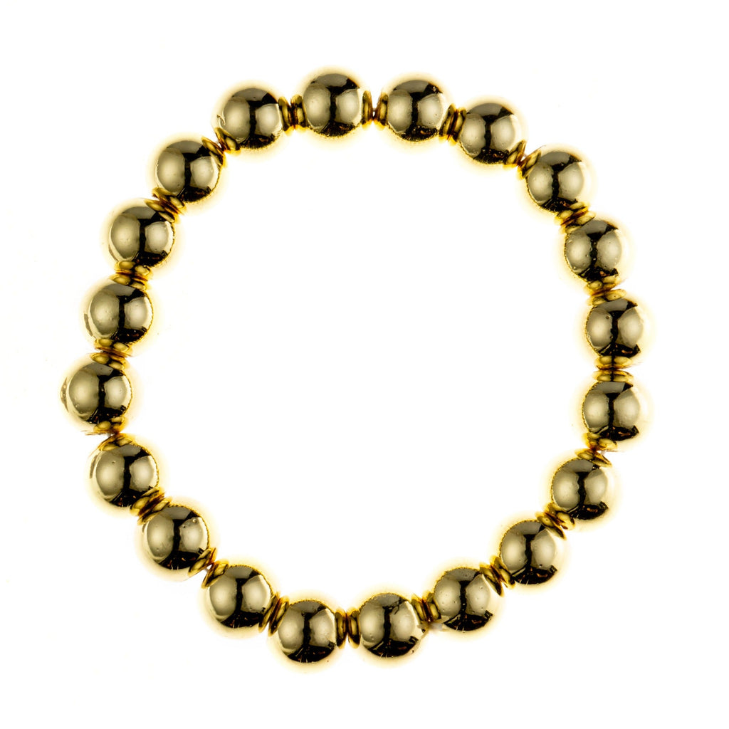 Golden Hematite Bead Stretch Bracelet B3443-Gold-10MM