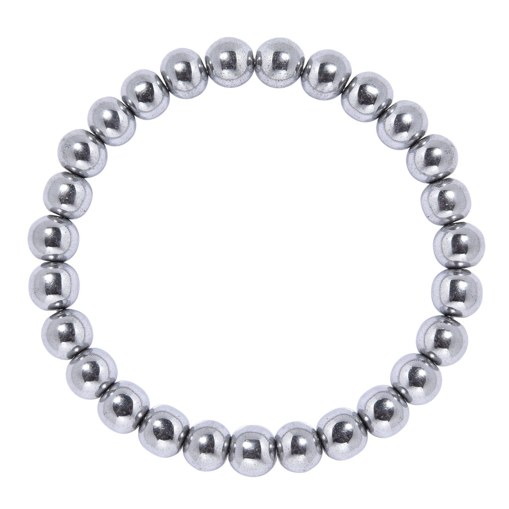 Golden Hematite Bead Stretch Bracelet B3443-Silver-8MM