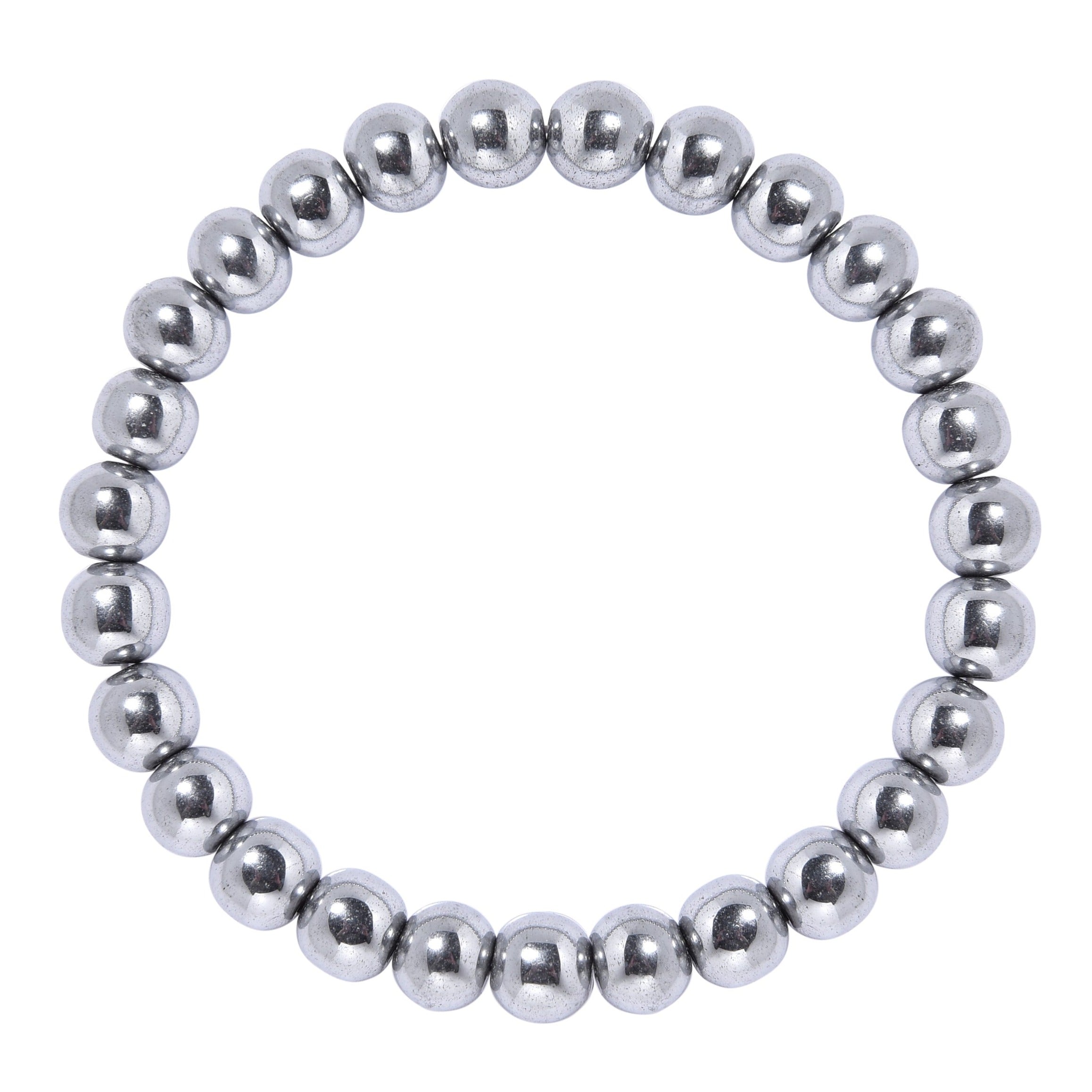 Golden Hematite Bead Stretch Bracelet B3443-Silver-8MM