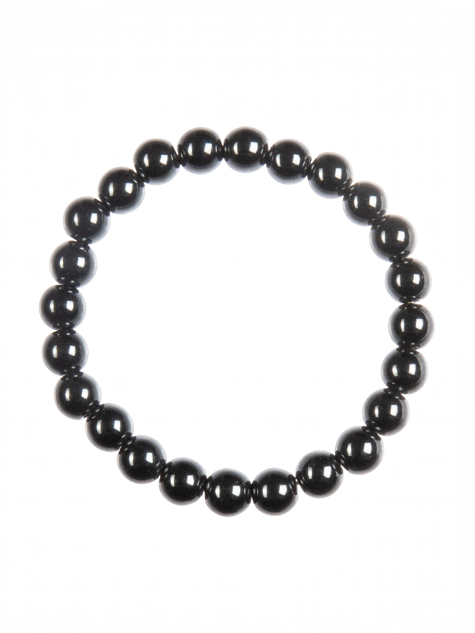 Golden Hematite Bead Stretch Bracelet B3443-Black-8MM
