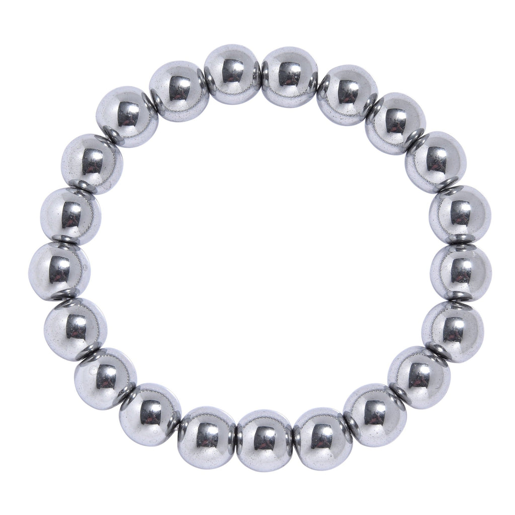 Golden Hematite Bead Stretch Bracelet B3443-Silver-8MM