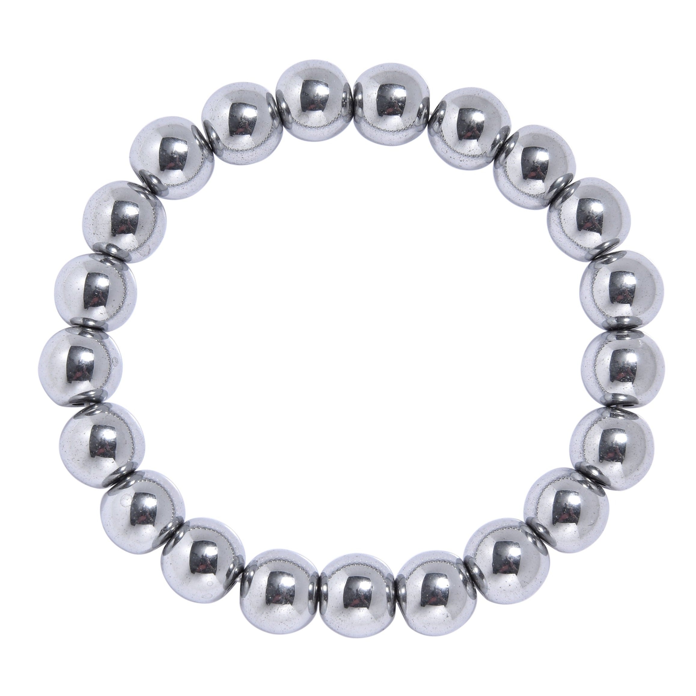 Golden Hematite Bead Stretch Bracelet B3443-Silver-8MM