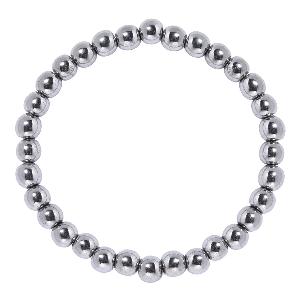 Golden Hematite Bead Stretch Bracelet B3443-Silver-8MM
