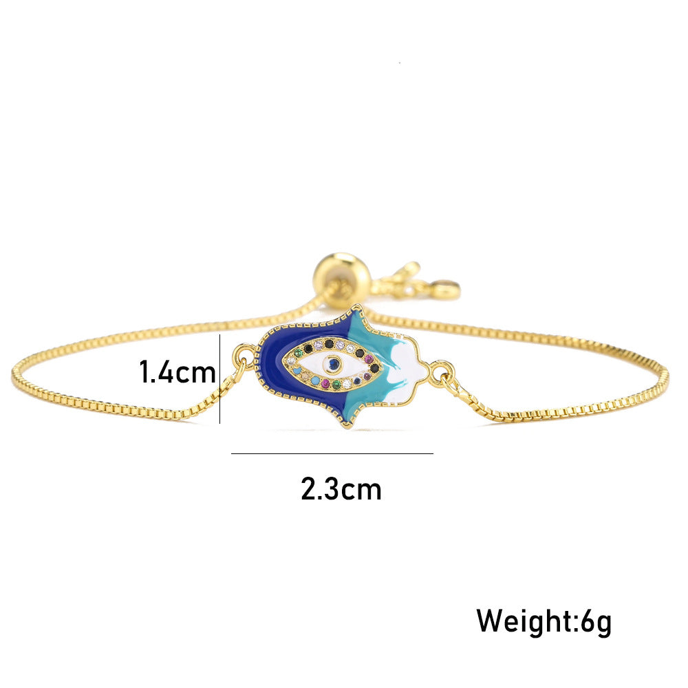 Fatima Palm Cubic Zirconia Chain Bracelet B3470