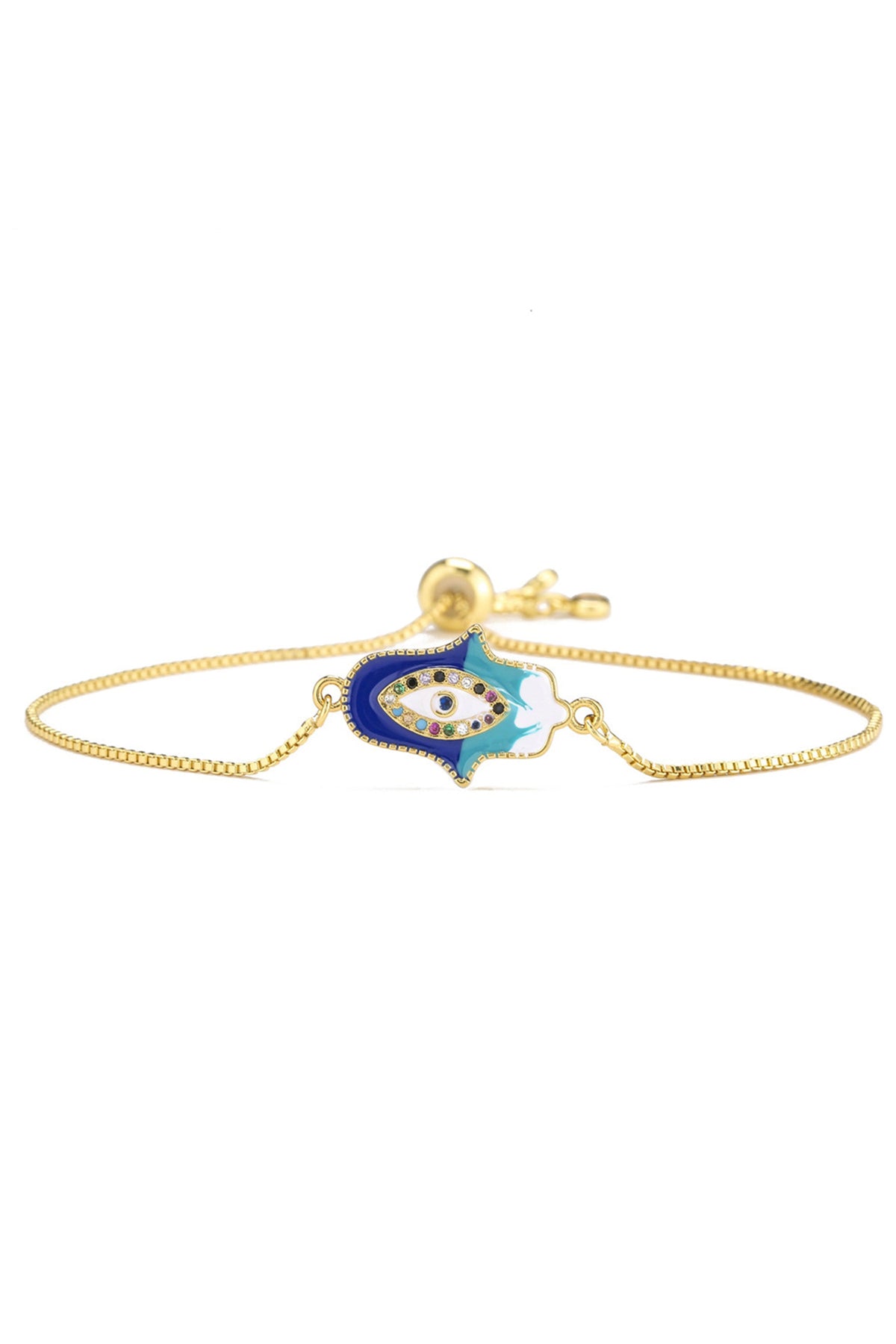 Fatima Palm Cubic Zirconia Chain Bracelet B3470