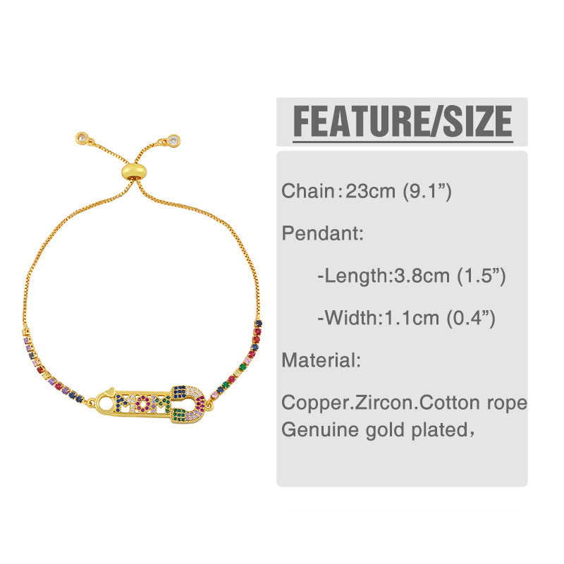 MOM Cubic Zirconia Chain Bracelet B3472