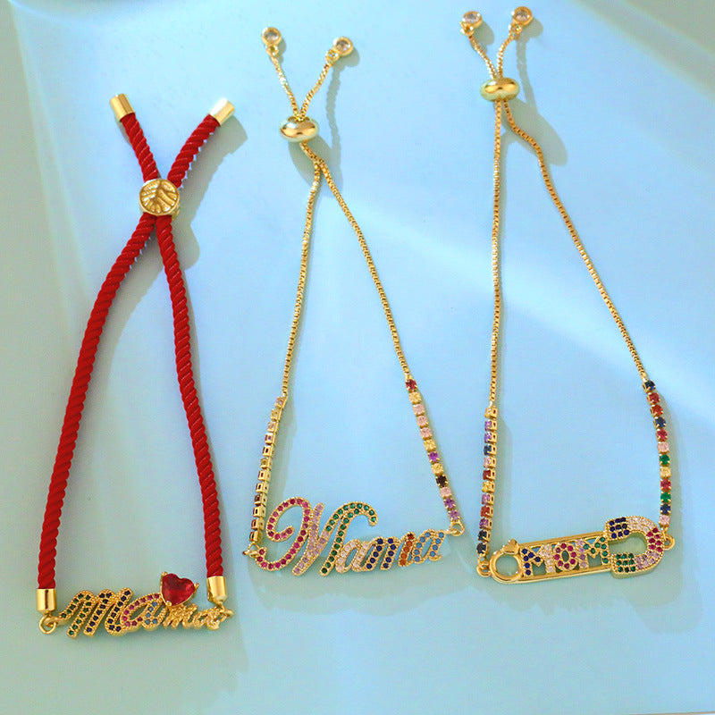 MOM Cubic Zirconia Chain Bracelet B3472
