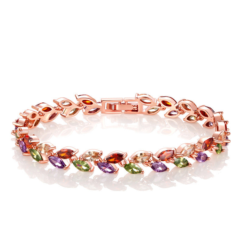 Leaf Shape Cubic Zirconia Bracelet B3537