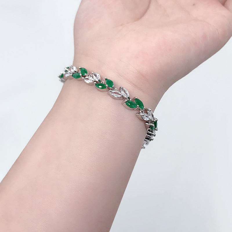 Leaf Shape Cubic Zirconia Bracelet B3537