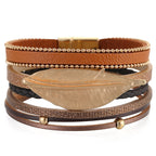 Leaf Leatherette Magnetic Bracelet B3549