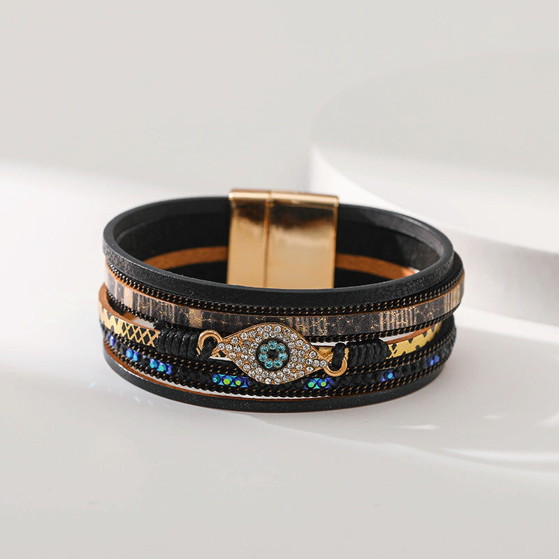 Evil Eye Rhinestone Magnetic Bracelets B3565