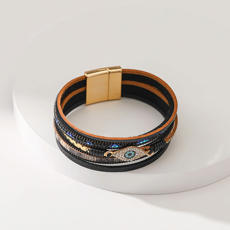 Evil Eye Rhinestone Magnetic Bracelets B3565