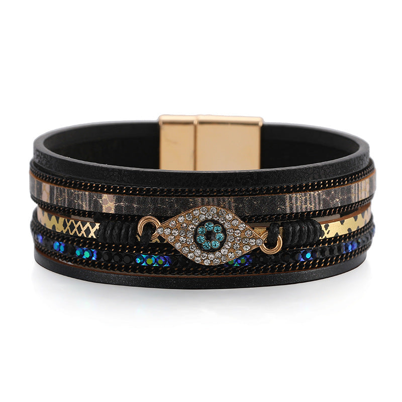 Evil Eye Rhinestone Magnetic Bracelets B3565